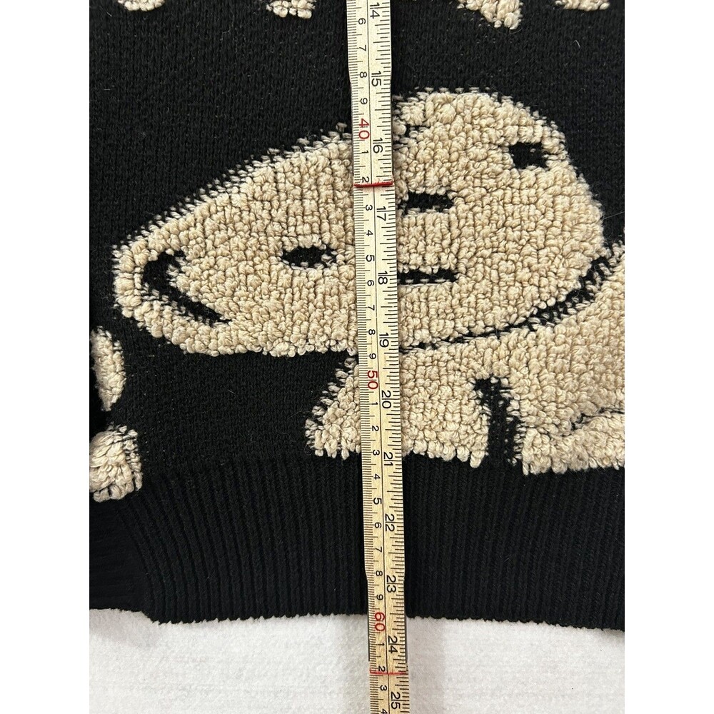 AQY Bear Sweater Cardigan Womens L XL Black Long Sleeve Chunky Harajuku Y2K - Picture 6 of 9